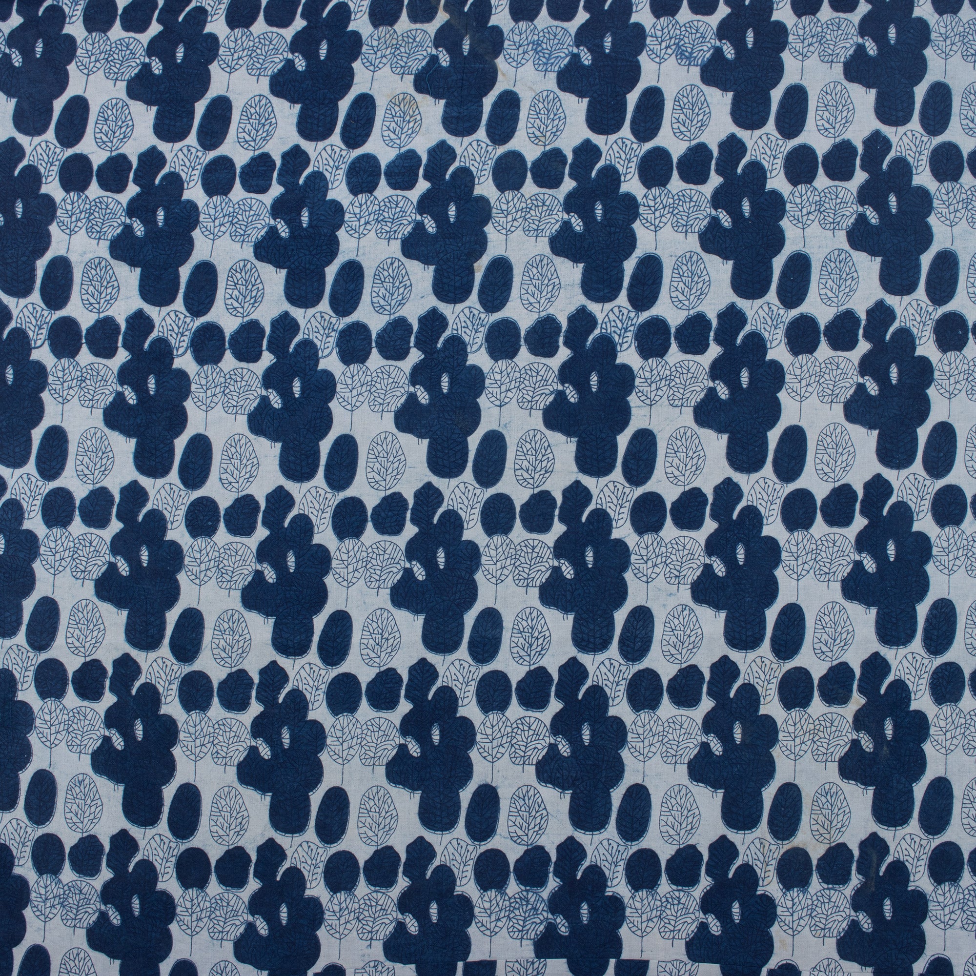 Indigo Blue Block Printed Cotton Fabric by the Yard