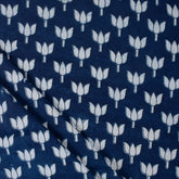 Premium Lotus Flower Hand Block Indigo Print Fabric