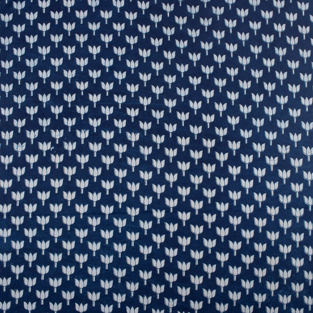 Premium Lotus Flower Hand Block Indigo Print Fabric