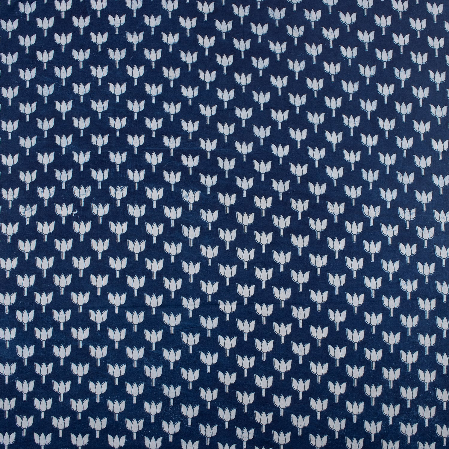 Premium Lotus Flower Hand Block Indigo Print Fabric