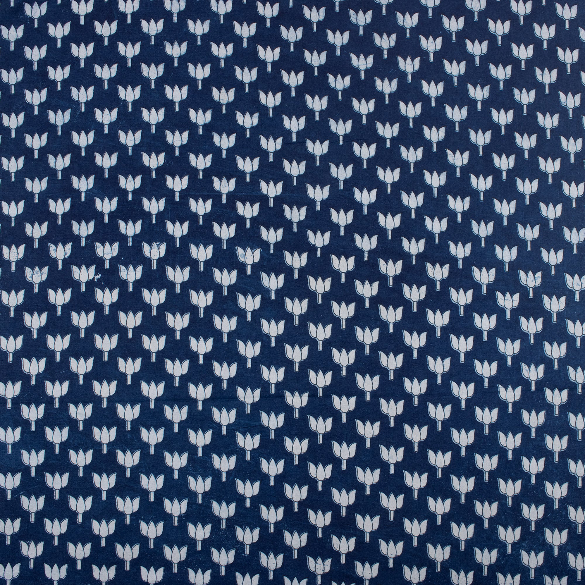 Premium Lotus Flower Hand Block Indigo Print Fabric
