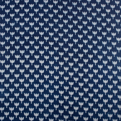 Premium Lotus Flower Hand Block Indigo Print Fabric