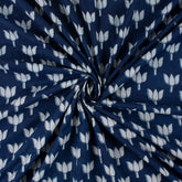 Premium Lotus Flower Hand Block Indigo Print Fabric