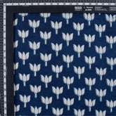 Premium Lotus Flower Hand Block Indigo Print Fabric