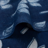 Premium Lotus Flower Hand Block Indigo Print Fabric