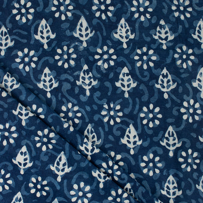 Organic Cotton Indigo Blue Block Print Fabric