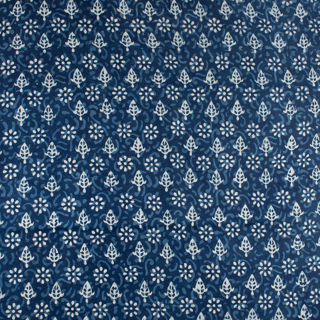 Organic Cotton Indigo Blue Block Print Fabric