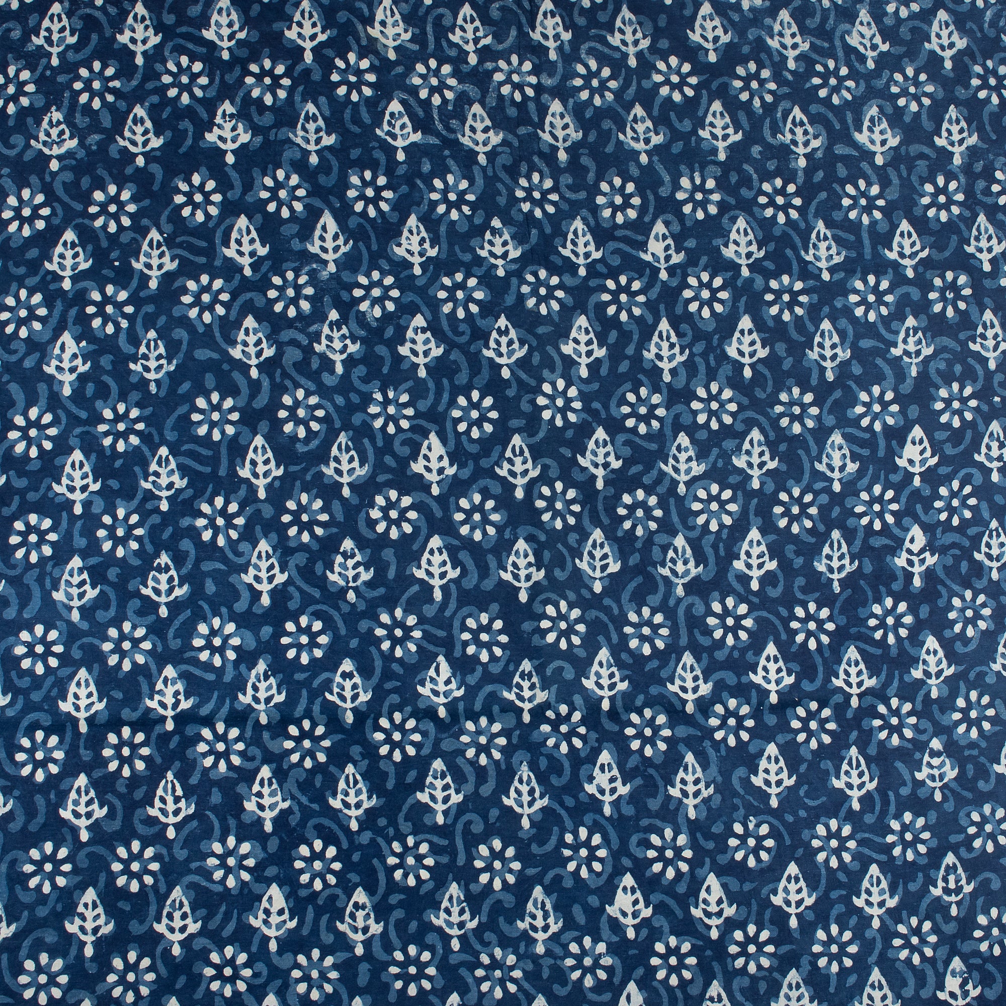 Organic Cotton Indigo Blue Block Print Fabric