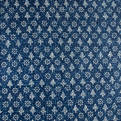 Organic Cotton Indigo Blue Block Print Fabric