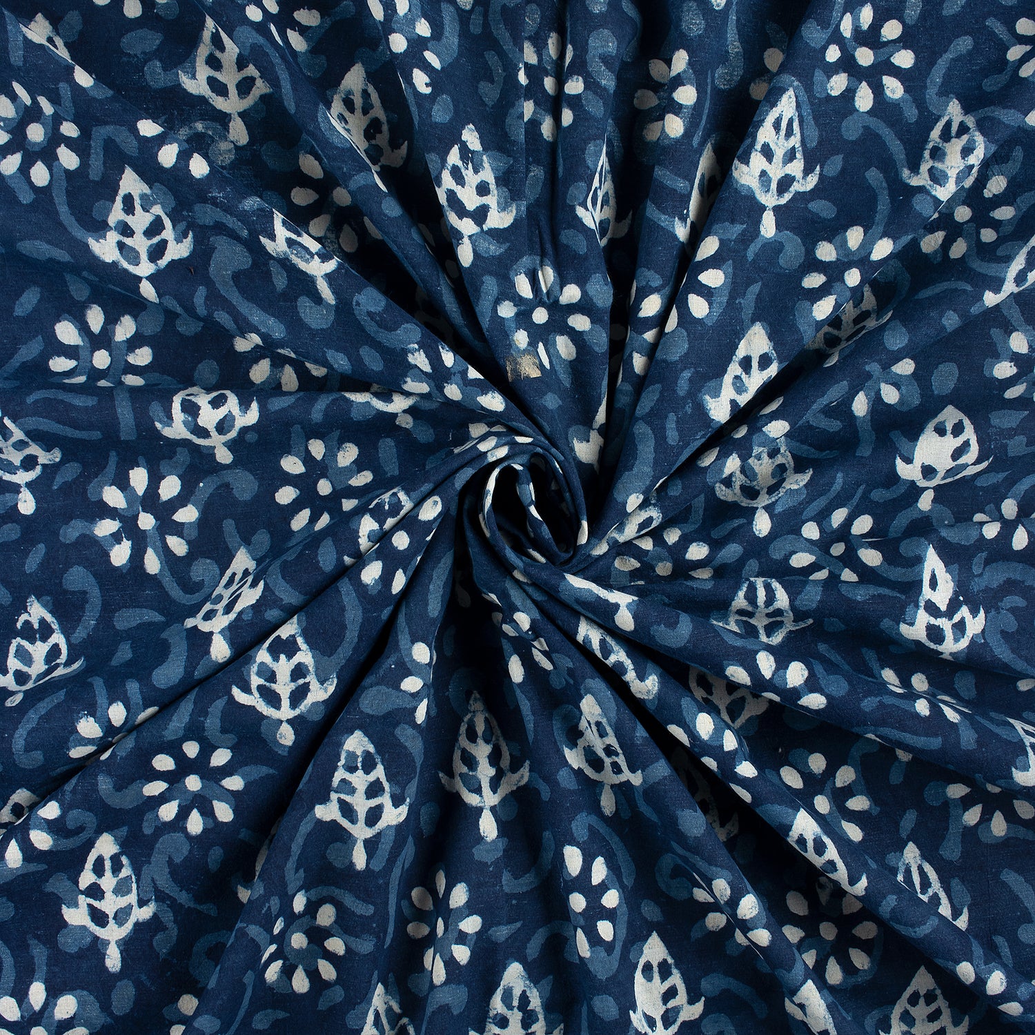Organic Cotton Indigo Blue Block Print Fabric