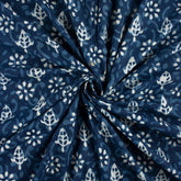 Organic Cotton Indigo Blue Block Print Fabric