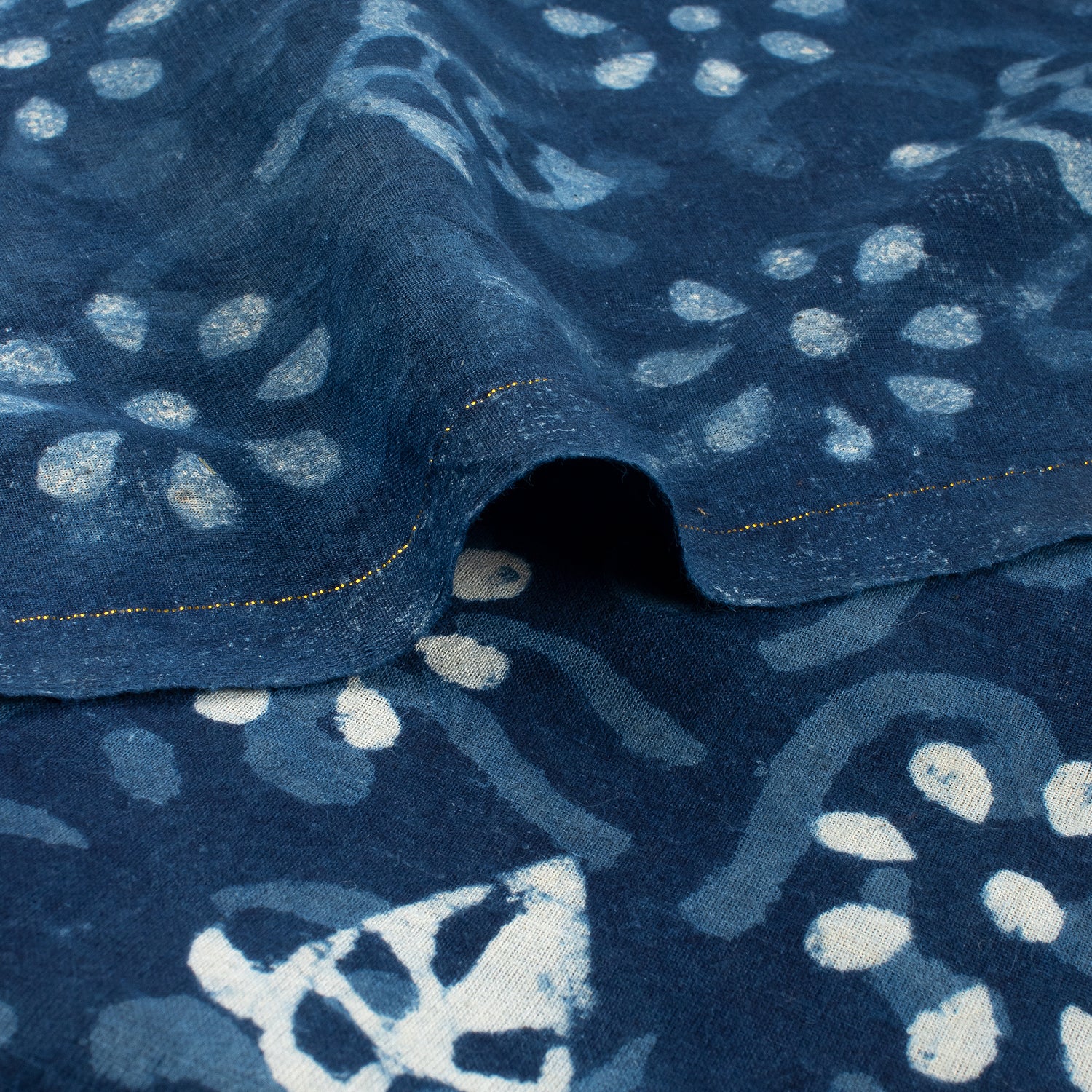 Organic Cotton Indigo Blue Block Print Fabric