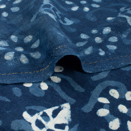 Organic Cotton Indigo Blue Block Print Fabric