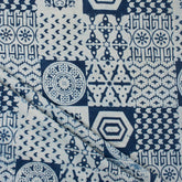 Soft Indigo Blue Hand Block Printed Fabric by Yard