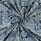 Soft Indigo Blue Hand Block Printed Fabric by Yard