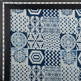 Soft Indigo Blue Hand Block Printed Fabric by Yard