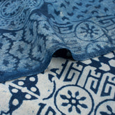Soft Indigo Blue Hand Block Printed Fabric by Yard