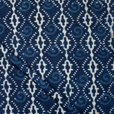 Geometric Hand Block Printed Indigo Blue Fabric