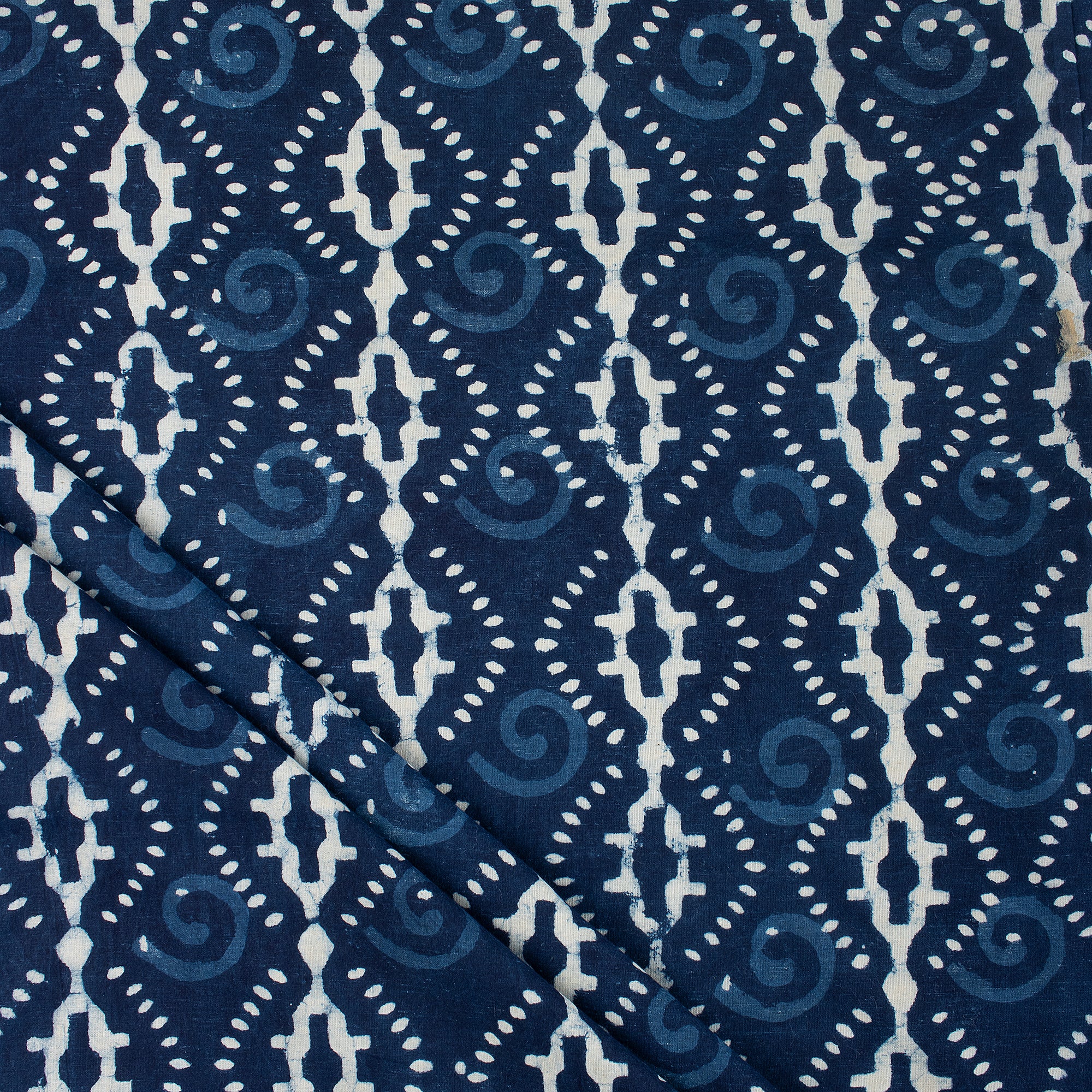 Geometric Hand Block Printed Indigo Blue Fabric