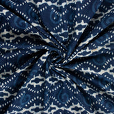 Geometric Hand Block Printed Indigo Blue Fabric