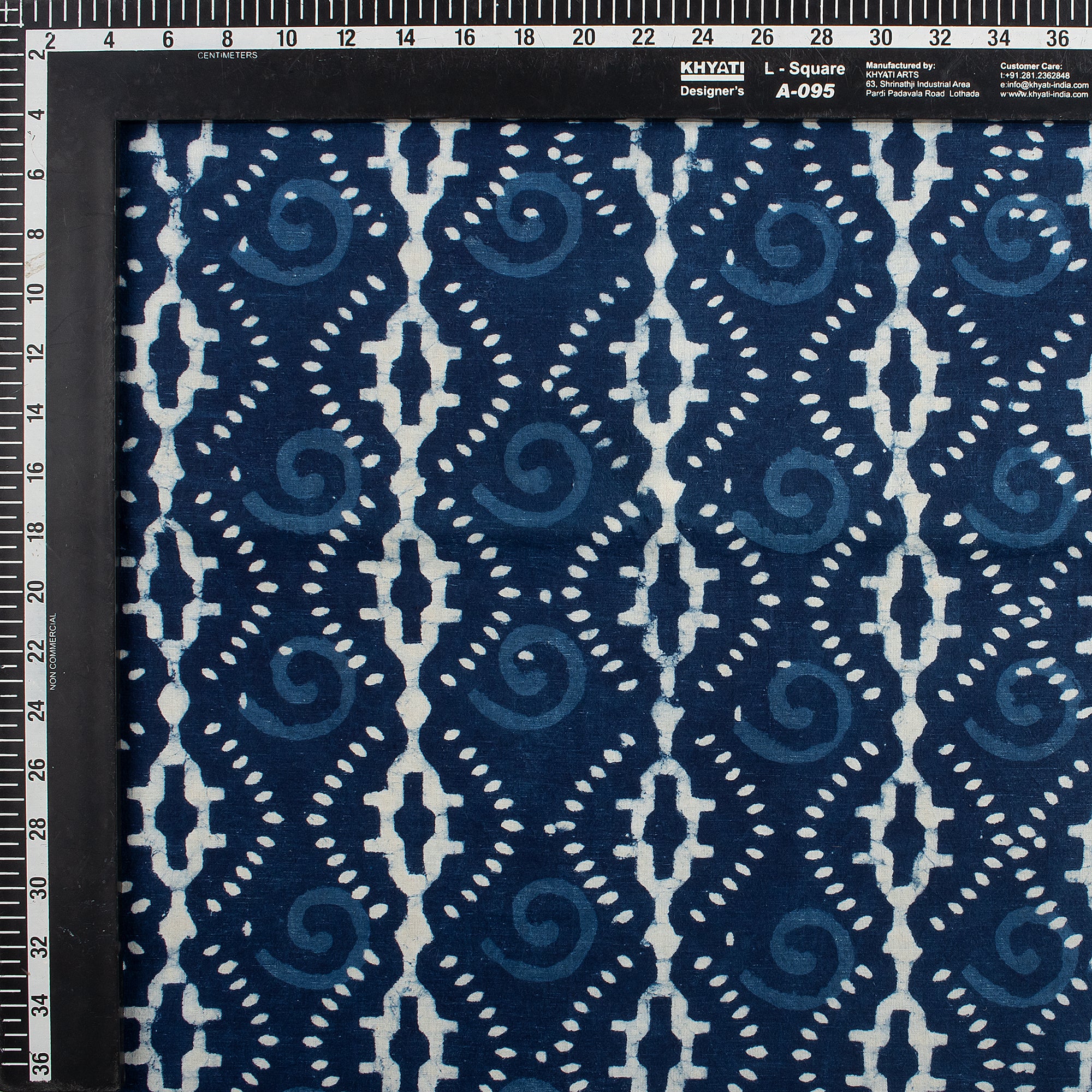 Geometric Hand Block Printed Indigo Blue Fabric