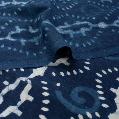 Geometric Hand Block Printed Indigo Blue Fabric