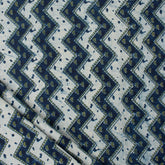 Zig Zag Indigo Blue Hand Block Printed Fabric