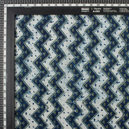 Zig Zag Indigo Blue Hand Block Printed Fabric