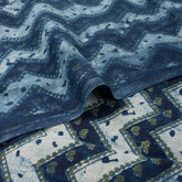Zig Zag Indigo Blue Hand Block Printed Fabric
