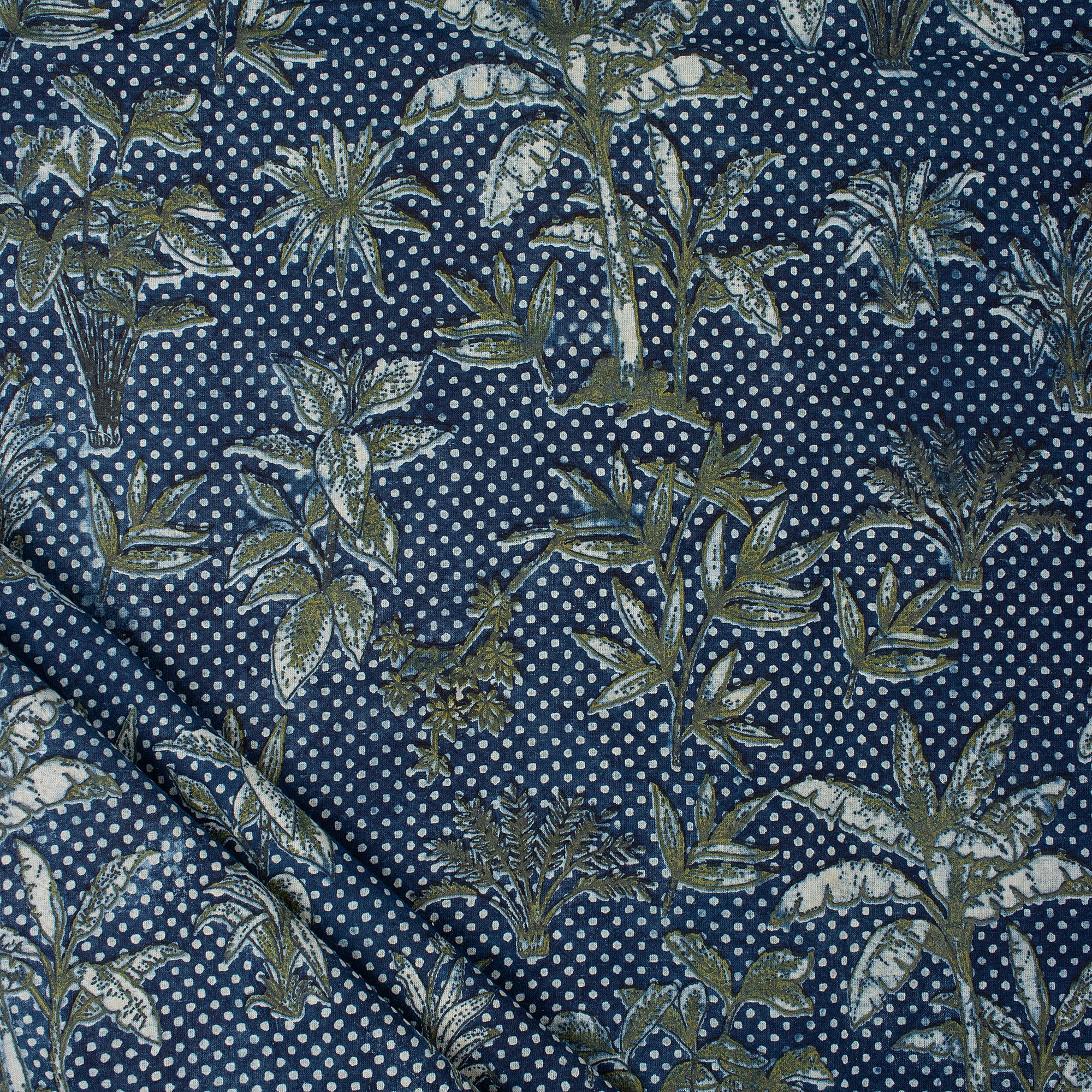 Indigo Blue Floral 100% Cotton Fabric
