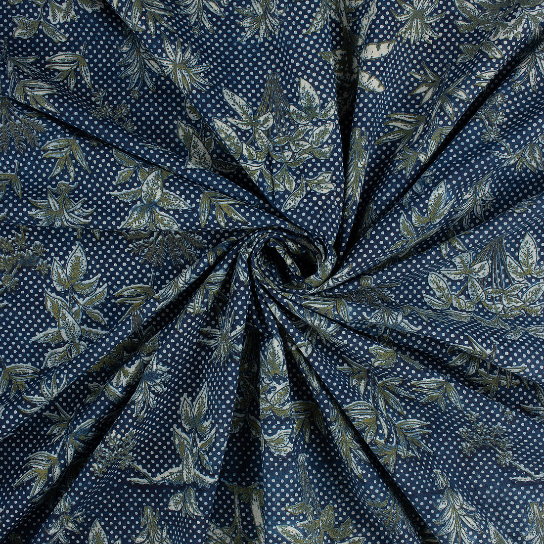 Indigo Blue Floral 100% Cotton Fabric