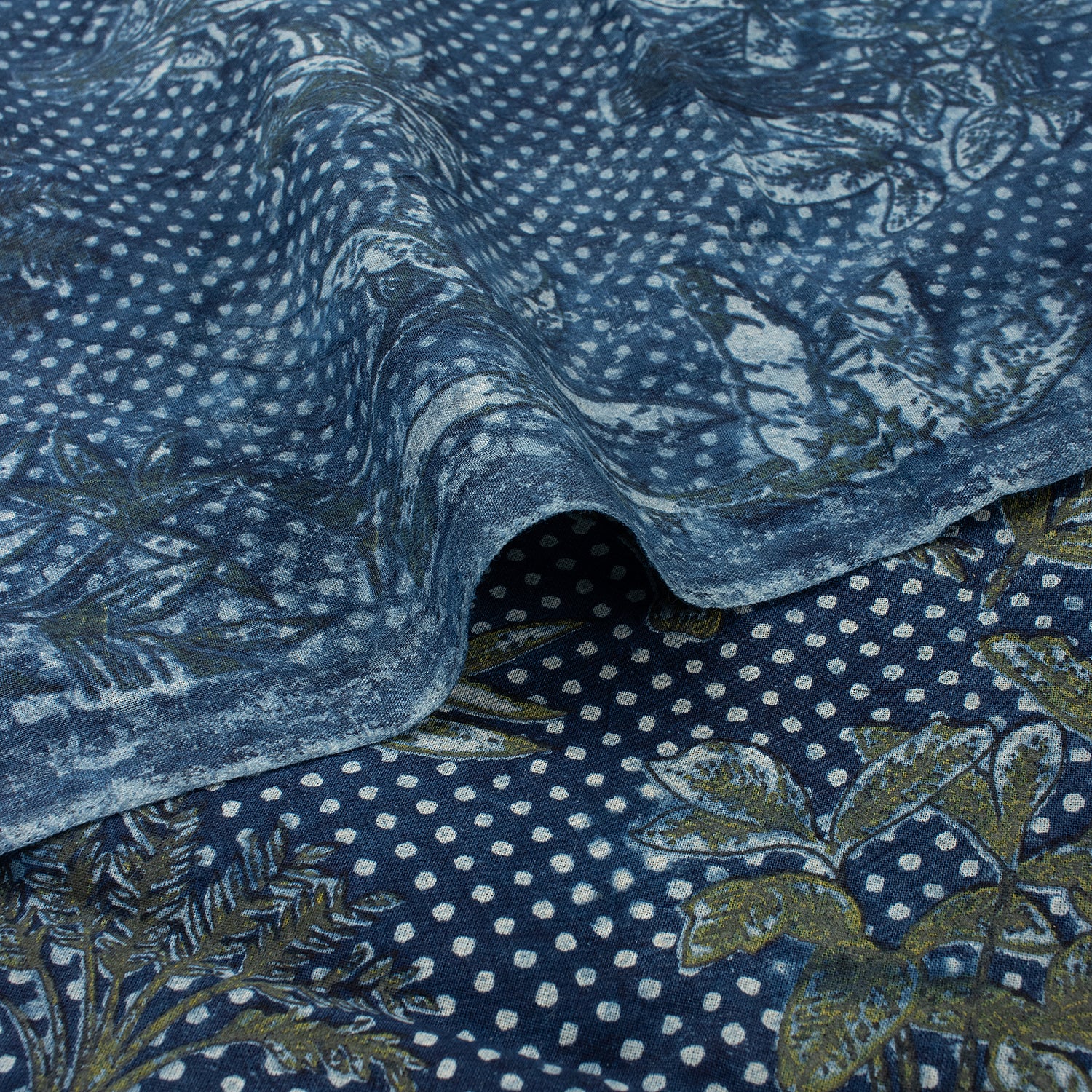 Indigo Blue Floral 100% Cotton Fabric
