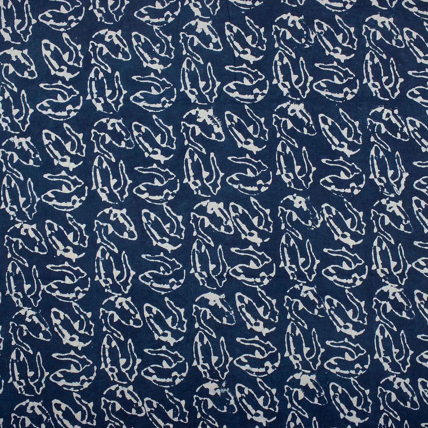 Newly Fish Block Print Indigo Cotton Fabric