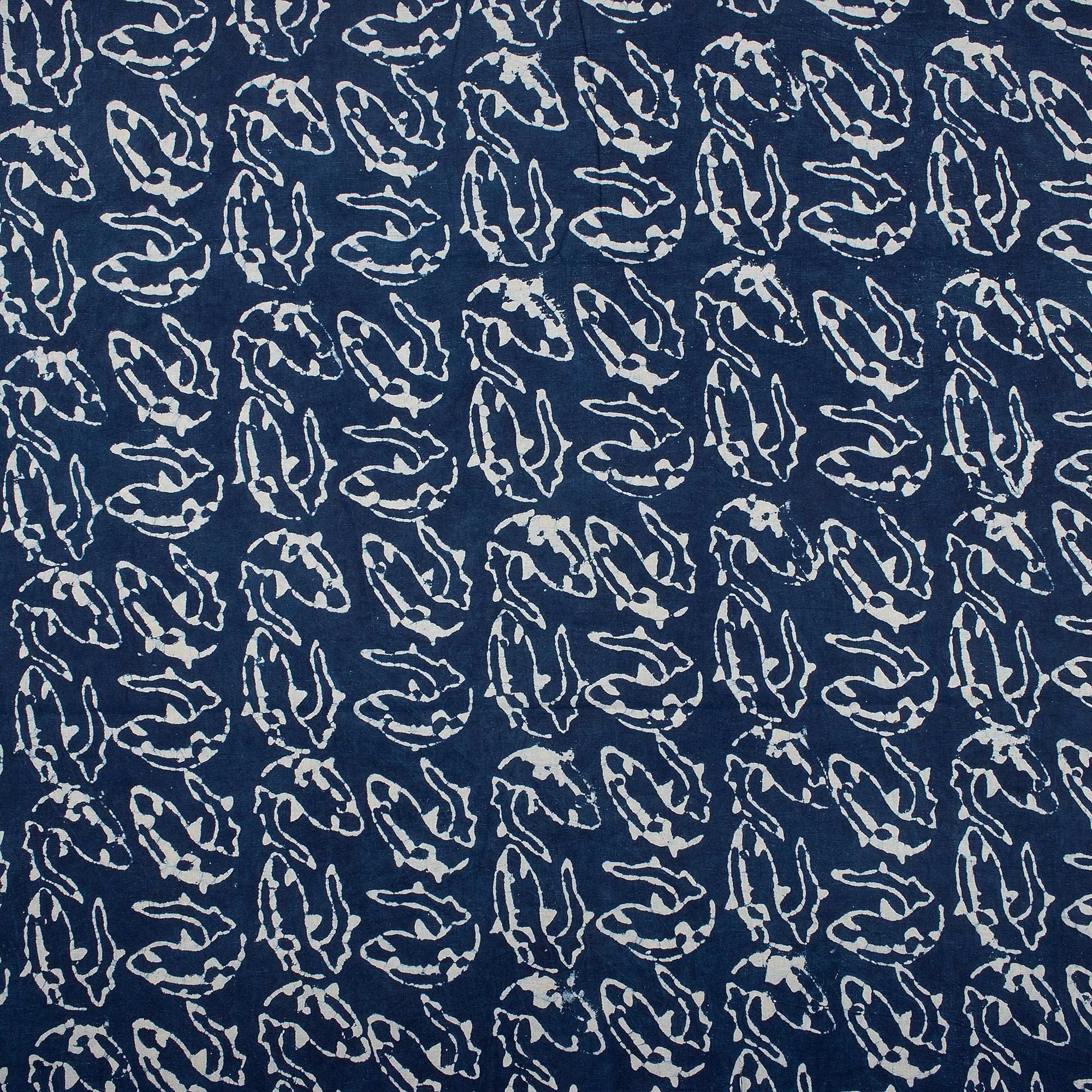 Newly Fish Block Print Indigo Cotton Fabric