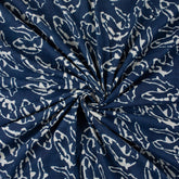 Newly Fish Block Print Indigo Cotton Fabric