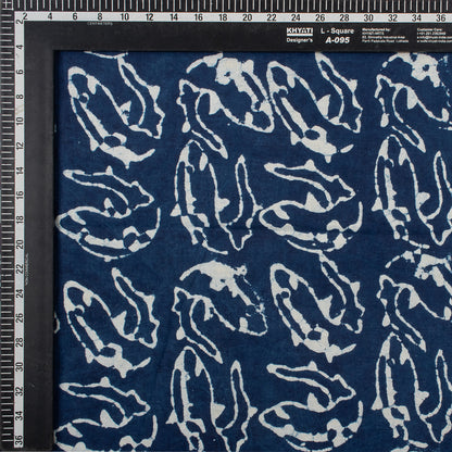 Newly Fish Block Print Indigo Cotton Fabric
