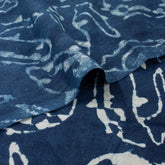 Newly Fish Block Print Indigo Cotton Fabric