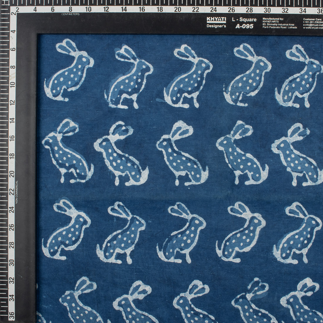 New Rabbit Hand Block Printed Indigo Fabric Online