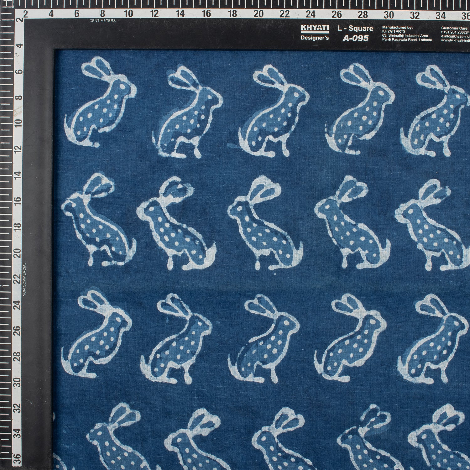 New Rabbit Hand Block Printed Indigo Fabric Online