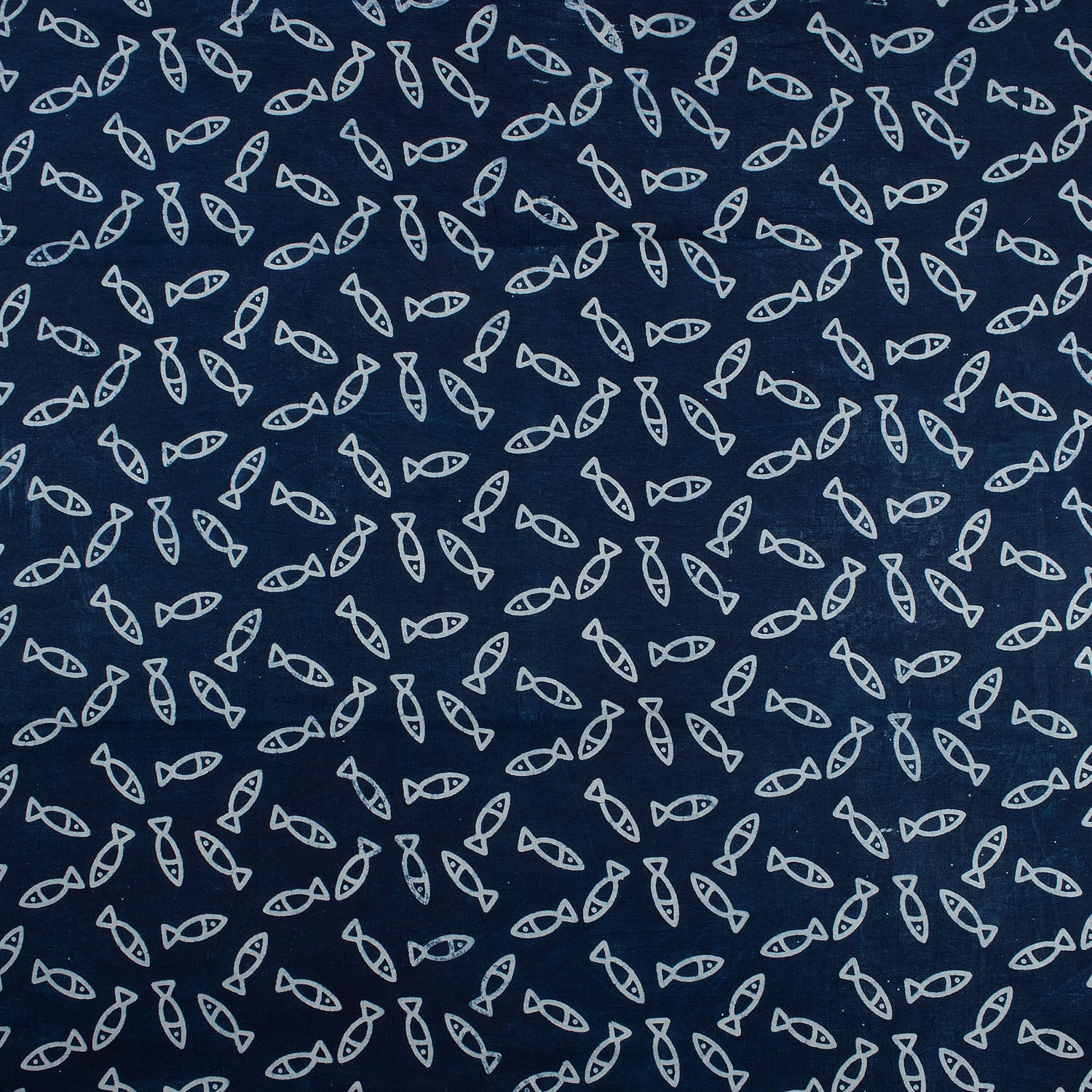 Indigo Blue Fish Block Print Fabric for Kurti