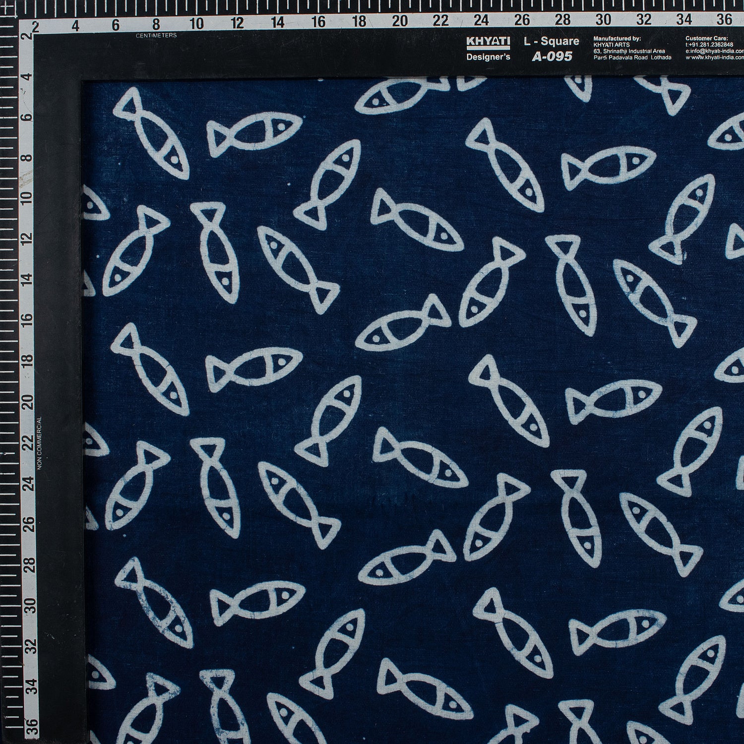 Indigo Blue Fish Block Print Fabric for Kurti
