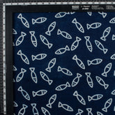 Indigo Blue Fish Block Print Fabric for Kurti