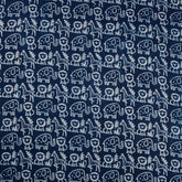 Hand Block Animal Printed Indigo Dye Fabric by the Yard