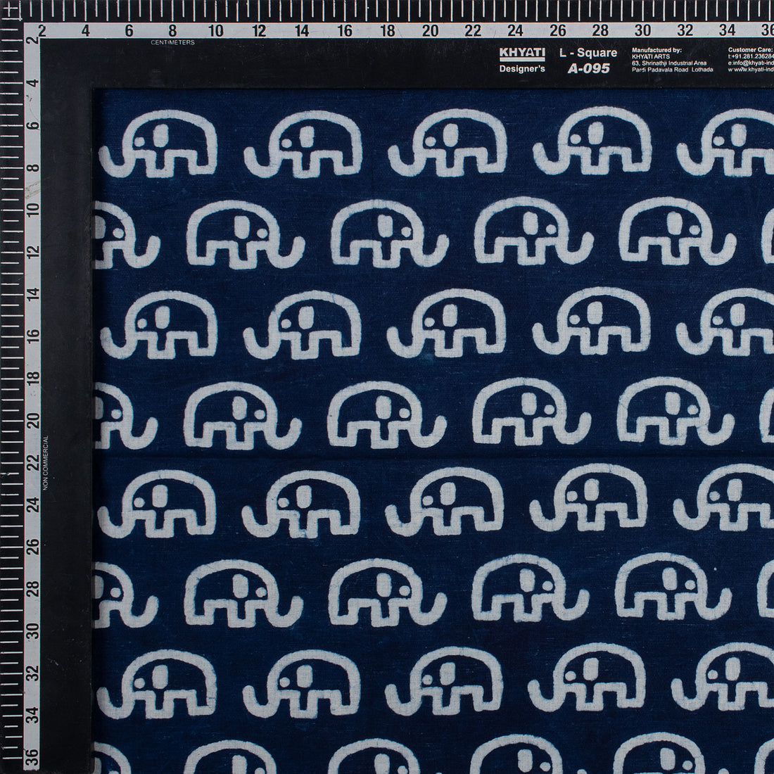 Elephant Indigo Blue Hand Block Print Fabric
