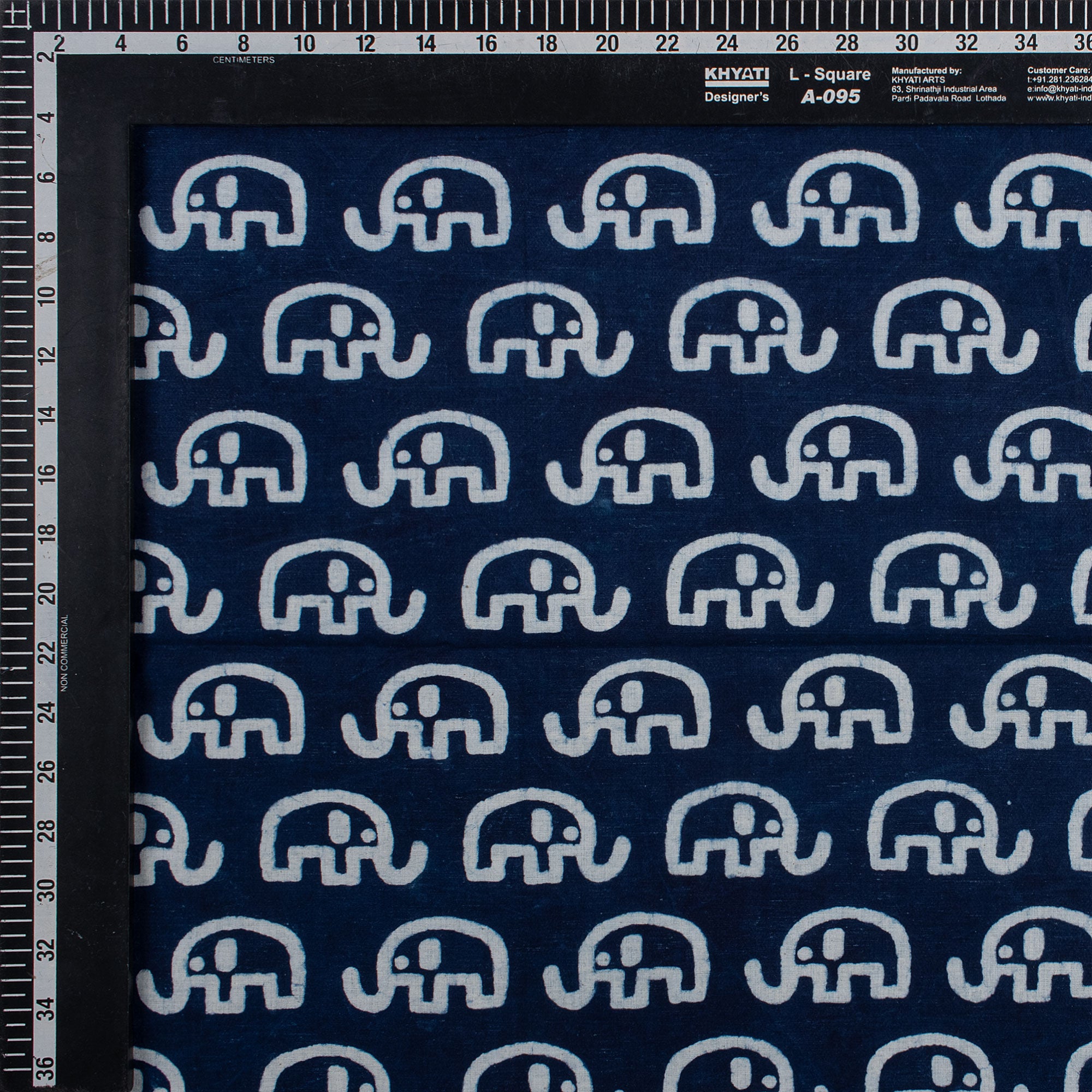 Elephant Indigo Blue Hand Block Print Fabric