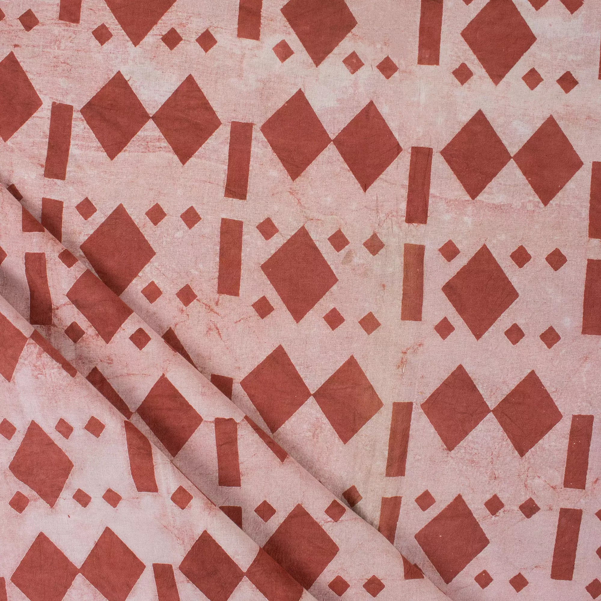 Red Geometric Printed Organic Cotton Fabric