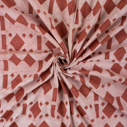 Red Geometric Printed Organic Cotton Fabric