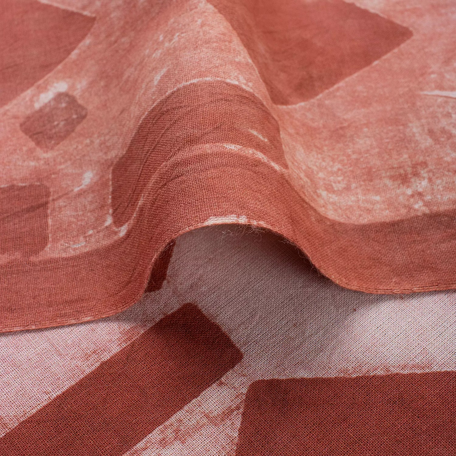 Red Geometric Printed Organic Cotton Fabric