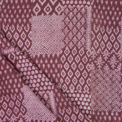 Brown Block Printed Cotton Kashish Fabric