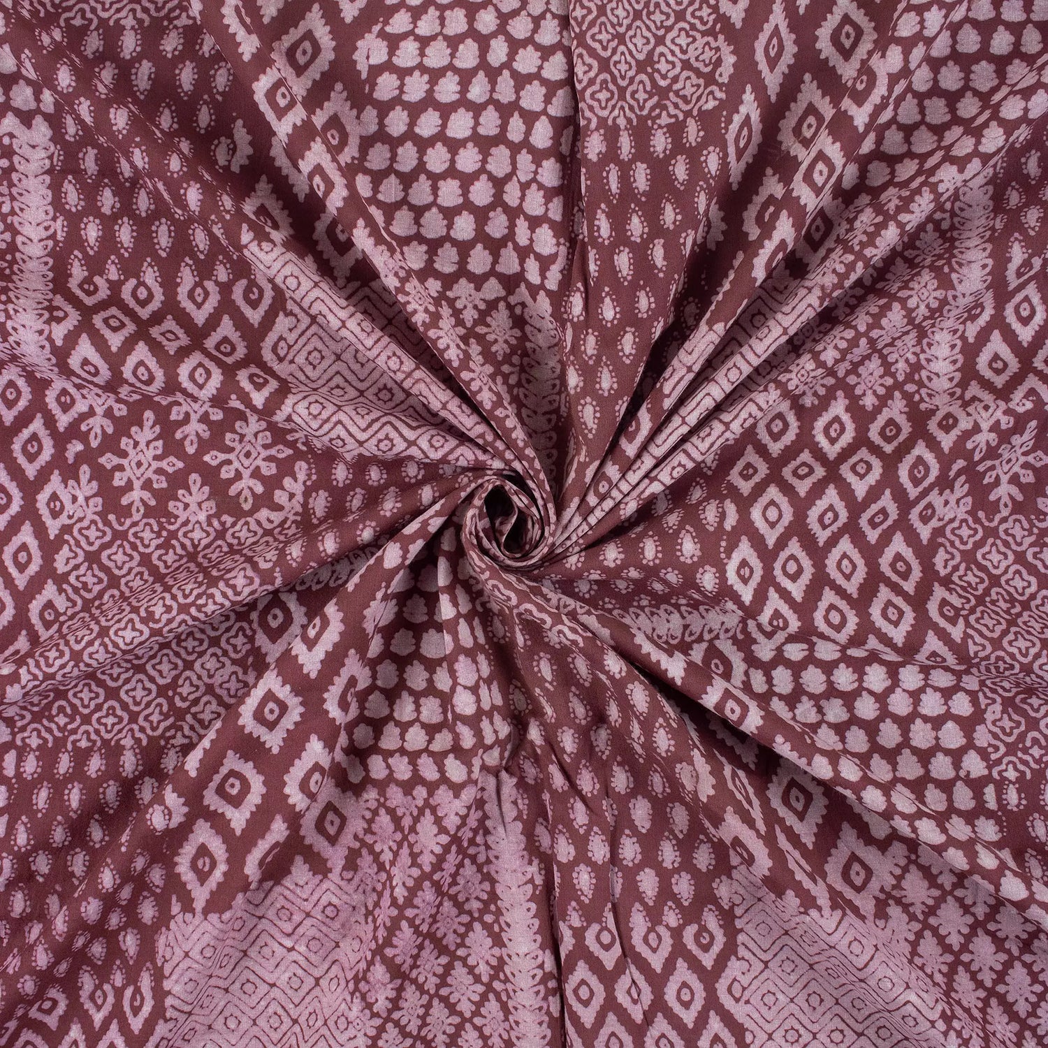 Brown Block Printed Cotton Kashish Fabric